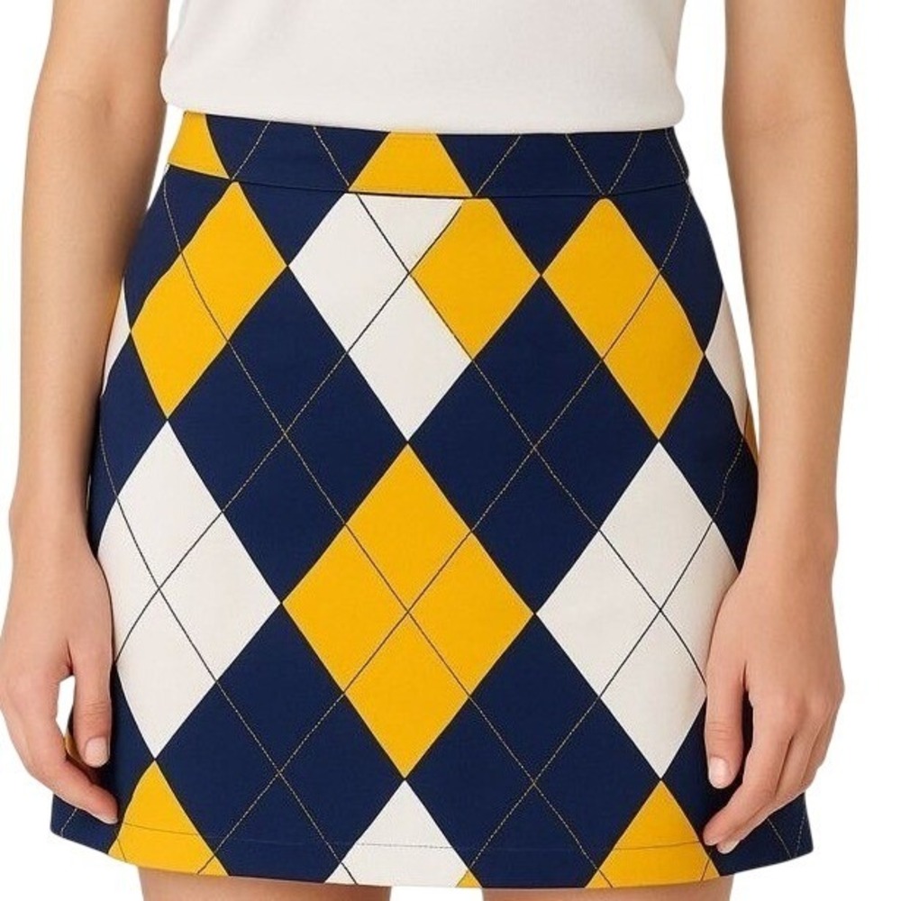 Loudmouth Navy, Yellow & White Argyle Skort